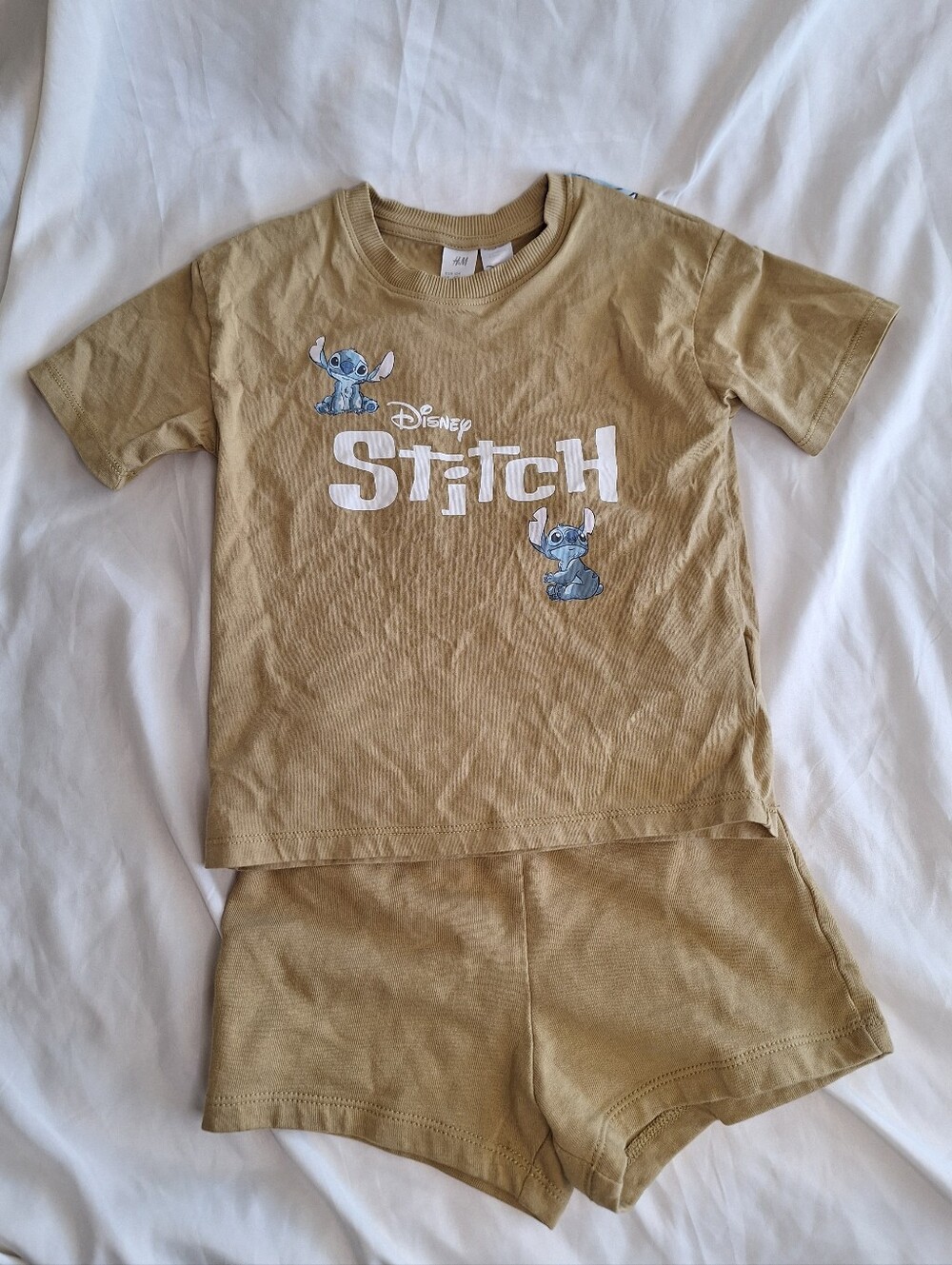 H&M Disney Stitch Kids Matching Set in Tan with White Lettering Size 4T